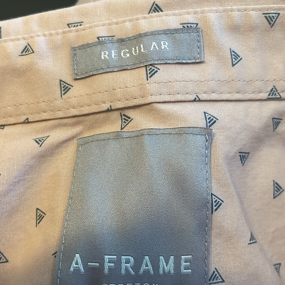 A-Frame mens pink short sleeve button down shirt size XL Short - Picture 7 of 8